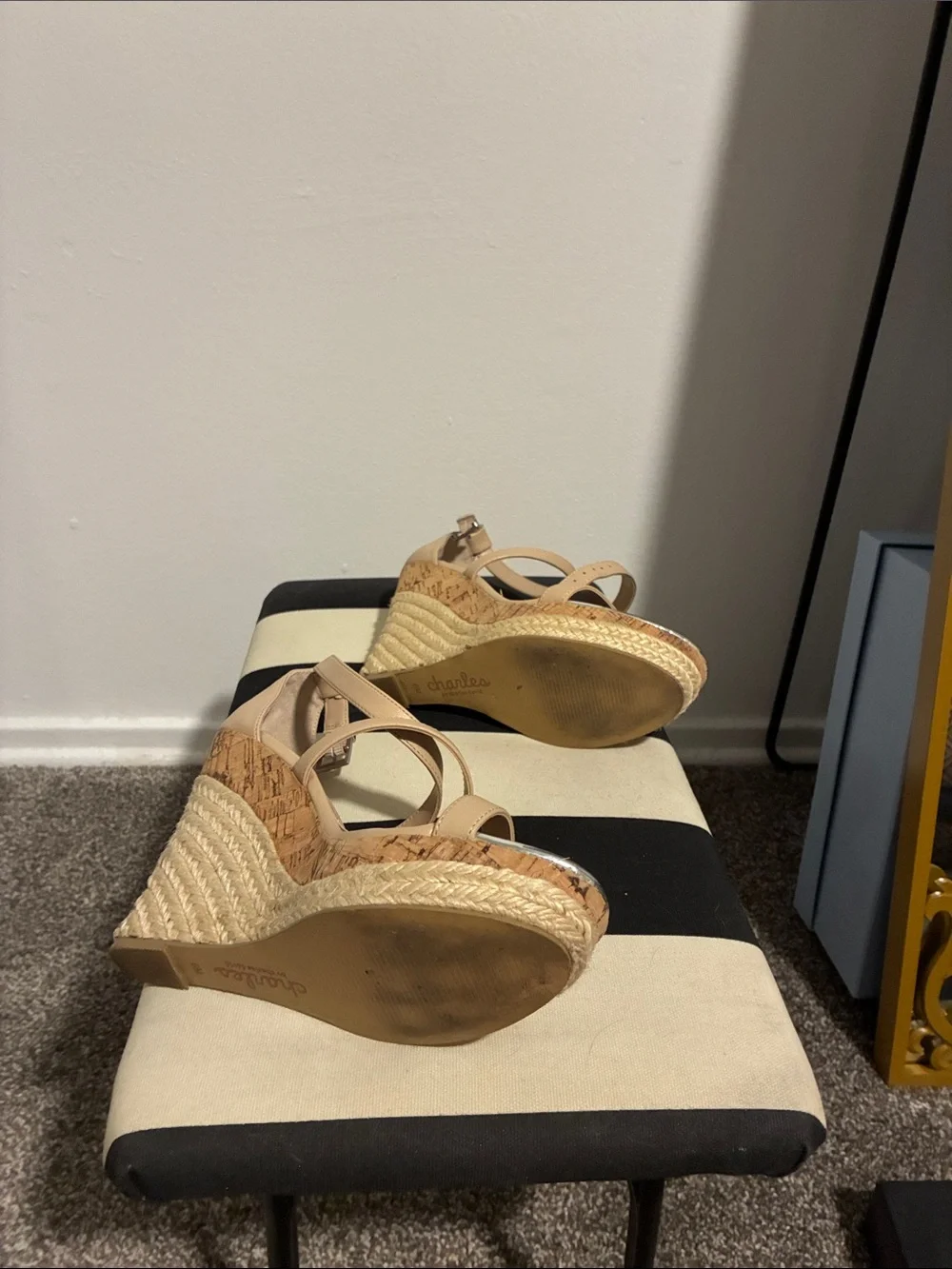 Charles by Charles David Beige Espadrille Wedge Sandals